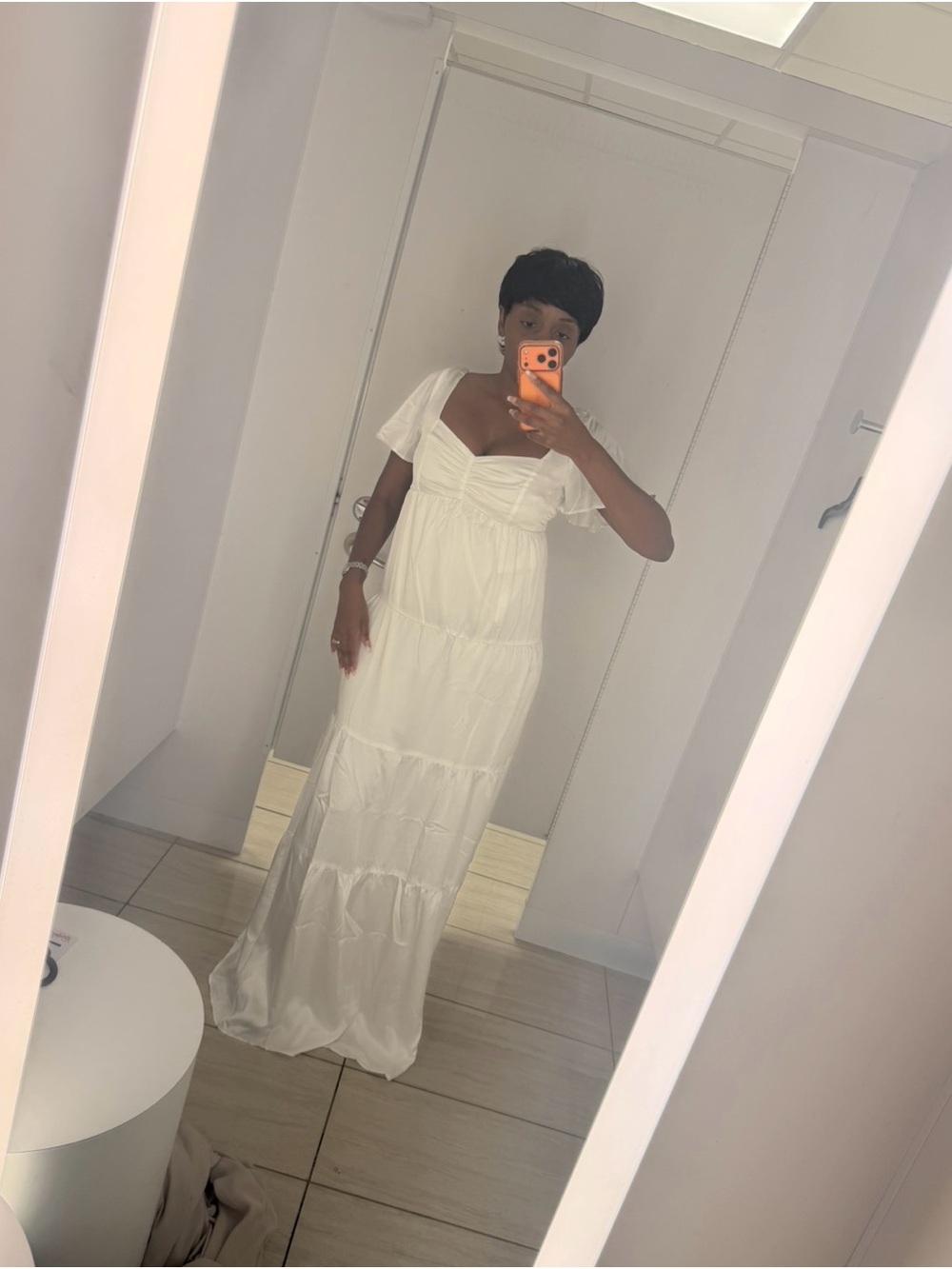 Show Me Your MuMu White Tiered Maxi Dress with Puff Sleeves